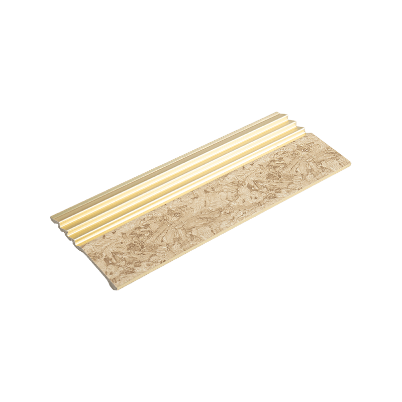 Panel PS con detalles de grano de madera gris de 16 cm y dorado