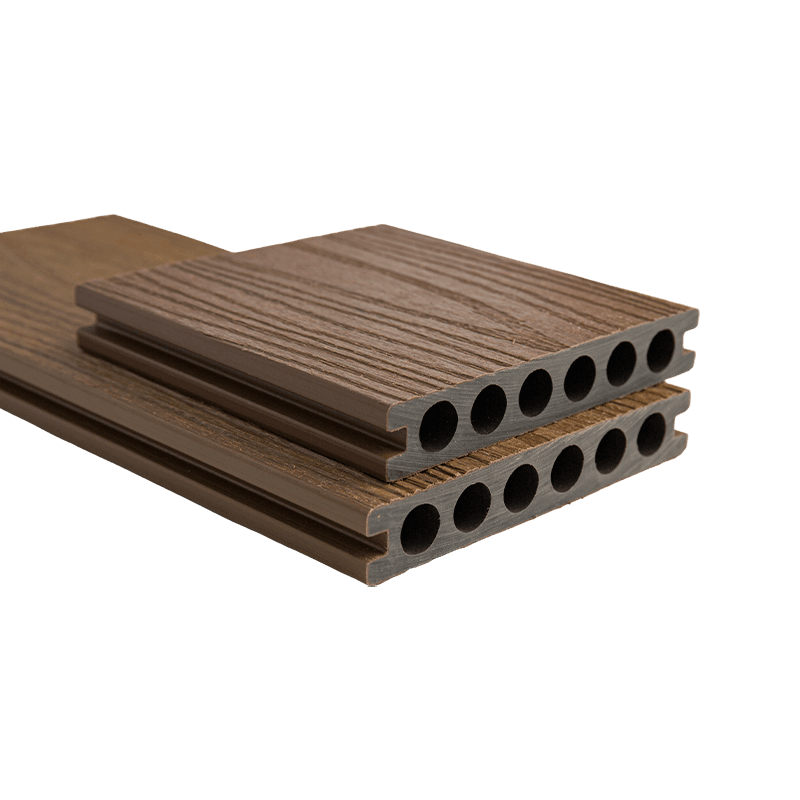 Pisos compuestos de madera y plástico PE con orificios redondos de 140*23 mm (generación 2)