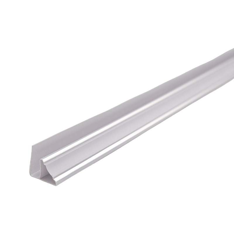 Perfil de PVC de 0,85*0,85 cm, 90 g/m con esquina plateada estampada en caliente
