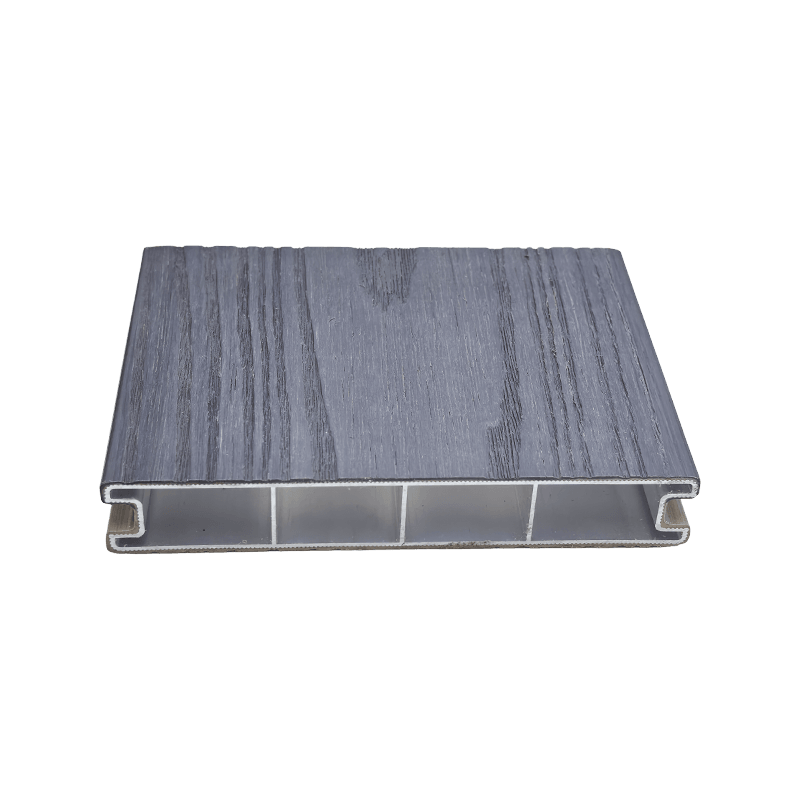 Pisos de aleación de aluminio con relieve de grano de madera, terrazas compuestas de aluminio para exteriores - Gris